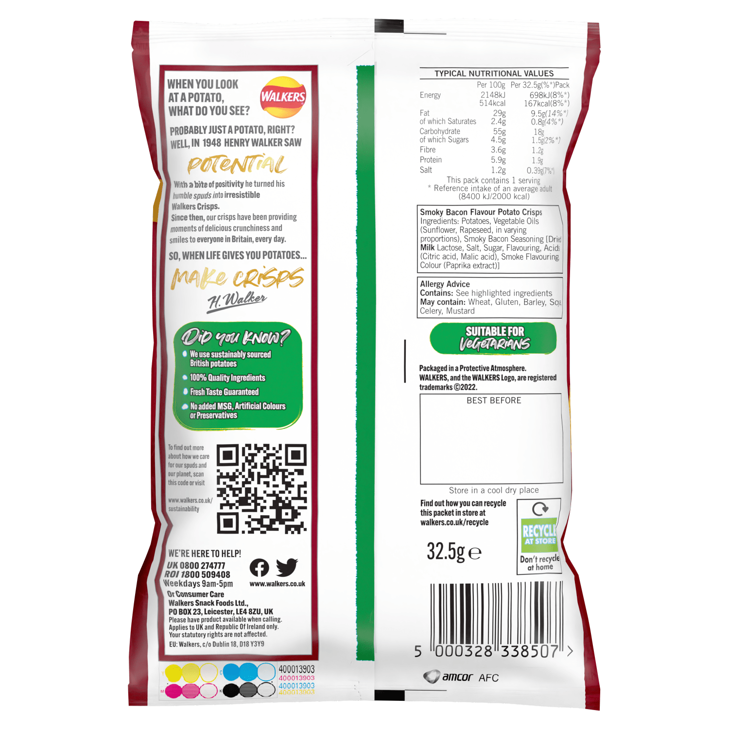 Walkers Smoky Bacon Crisps 32.5g - UK Food & Drink - 5000328338507