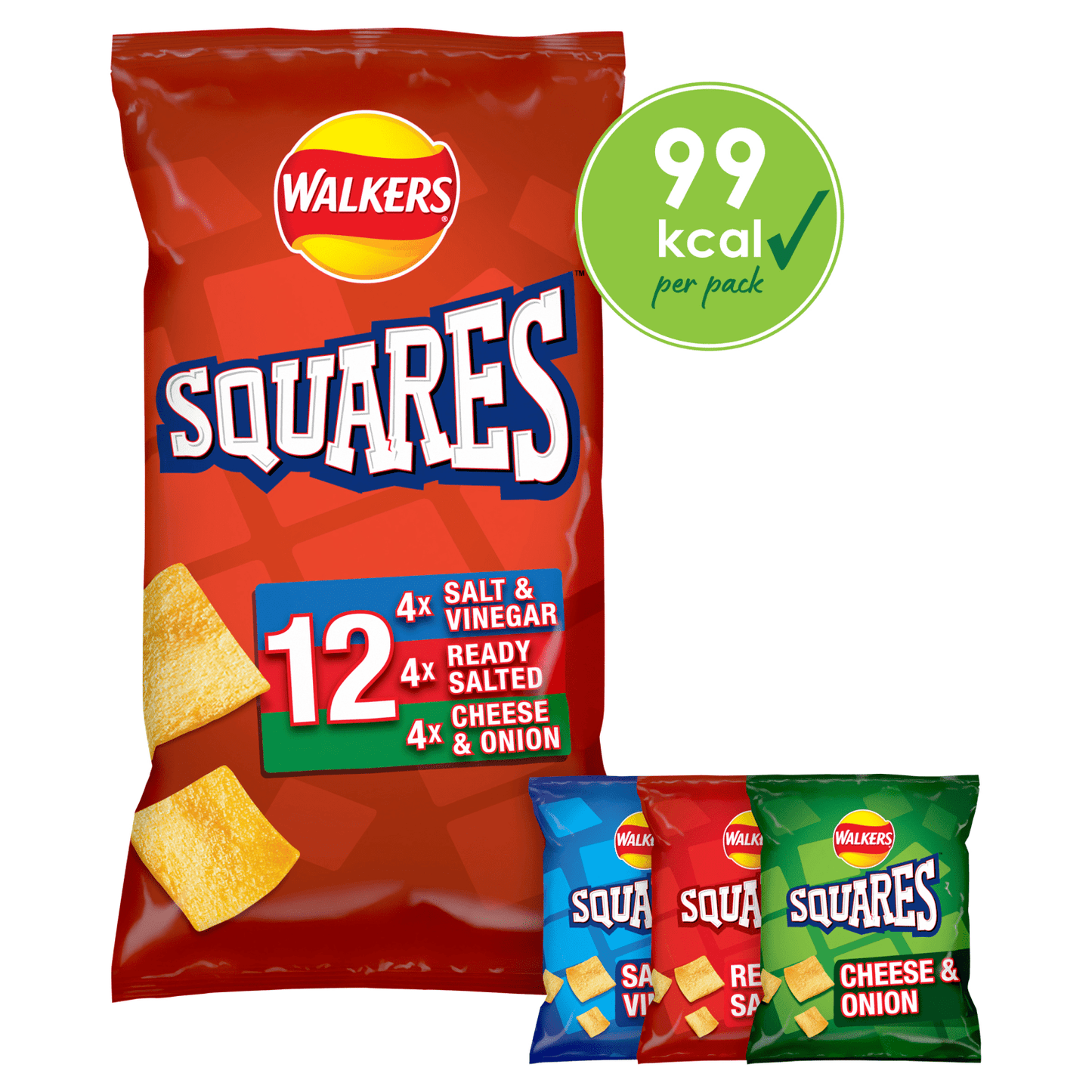 Walkers Squares Flavour Potato Snacks 12 x 22g - UK Food & Drink - 5000328868479