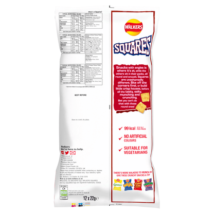 Walkers Squares Flavour Potato Snacks 12 x 22g - UK Food & Drink - 5000328868479