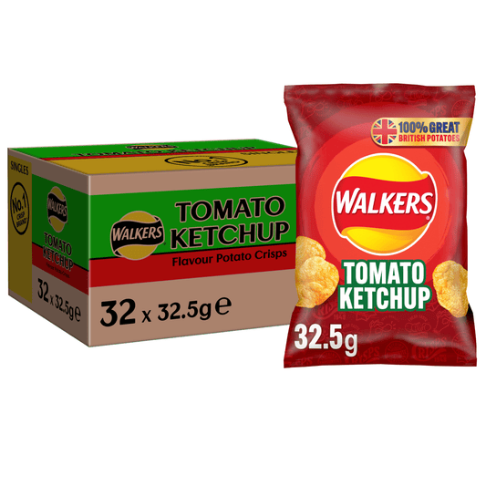 Walkers Tomato Ketchup Crisps 32.5g - UK Food & Drink - 5000328699370