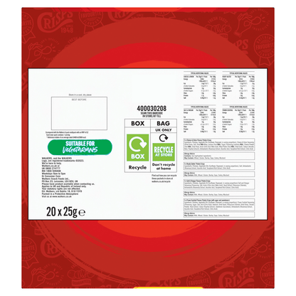 Walkers Variety 20 x 25g - UK Food & Drink - 5000328020112