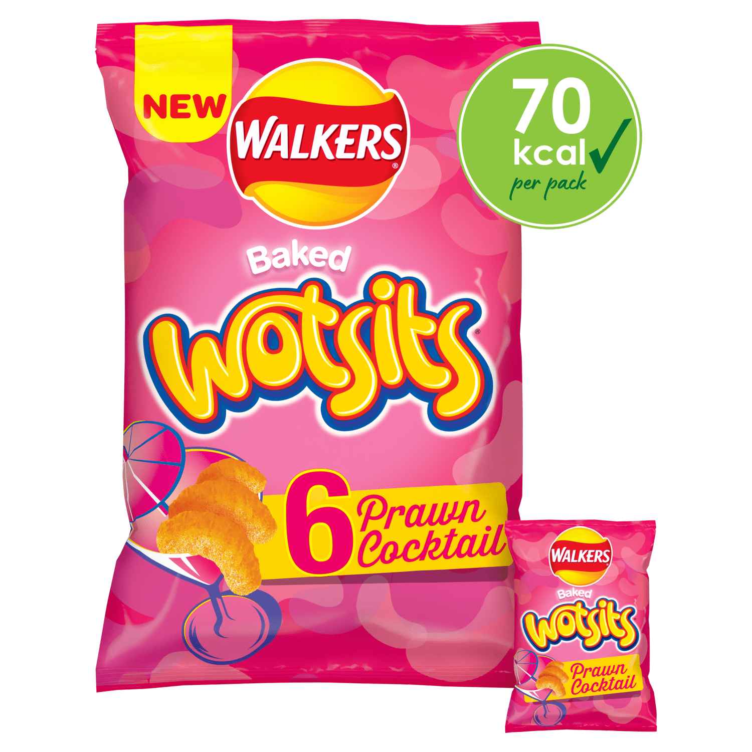 Walkers Wotsits Prawn Cocktail Snacks Crisps 6X13.5g - UK Food & Drink - 5000328329604