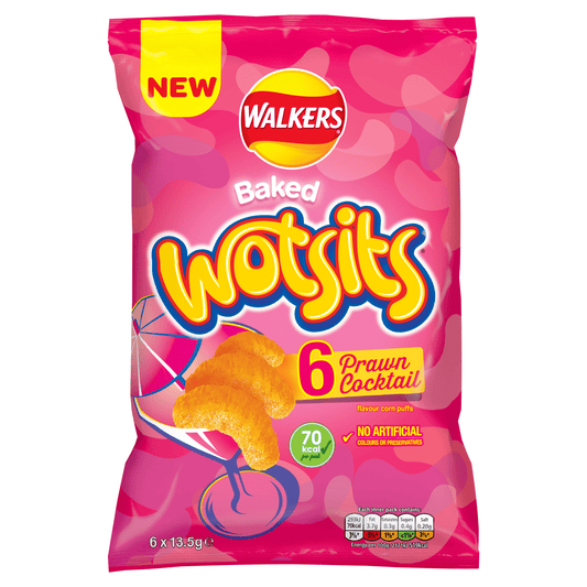 Walkers Wotsits Prawn Cocktail Snacks Crisps 6X13.5g - UK Food & Drink - 5000328329604