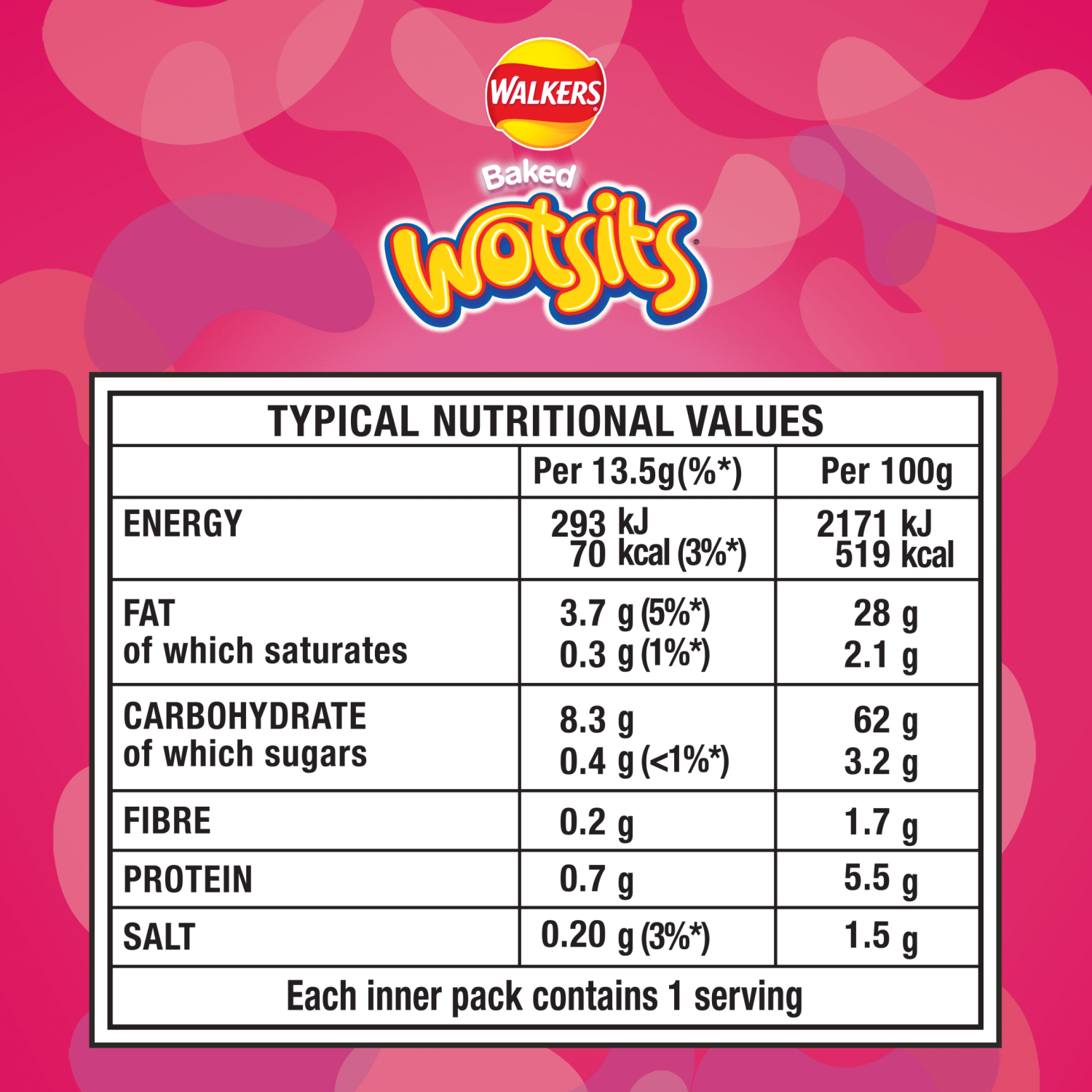 Walkers Wotsits Prawn Cocktail Snacks Crisps 6X13.5g - UK Food & Drink - 5000328329604