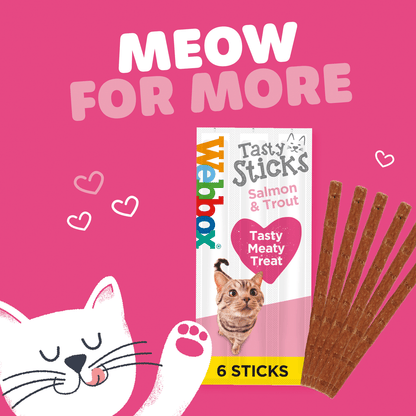 Webbox Tasty Sticks with Salmon & Trout 6 Semi - Moist Tasty Treats 30g - UK Food & Drink - 5012144400405