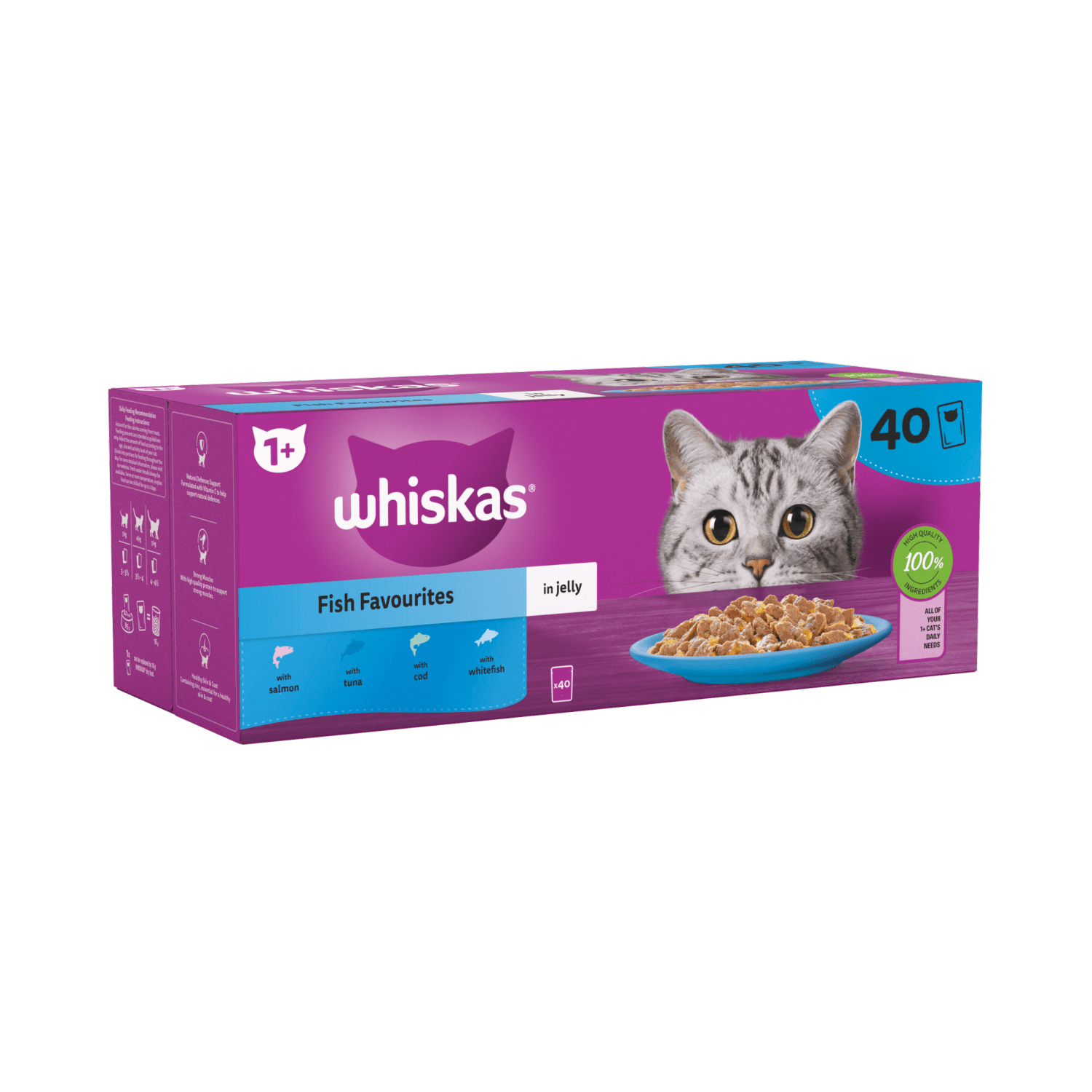 Whiskas 1+ Fish Favourites Adult Wet Cat Food Pouches in Jelly 40 x 85g - UK Food & Drink - 5900951303159