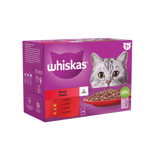 Whiskas 1+ Meaty Meals Adult Wet Cat Food Pouches in Jelly 12 x 85g - UK Food & Drink - 5000166157353