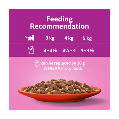 Whiskas 1+ Meaty Meals Adult Wet Cat Food Pouches in Jelly 12 x 85g - UK Food & Drink - 5000166157353