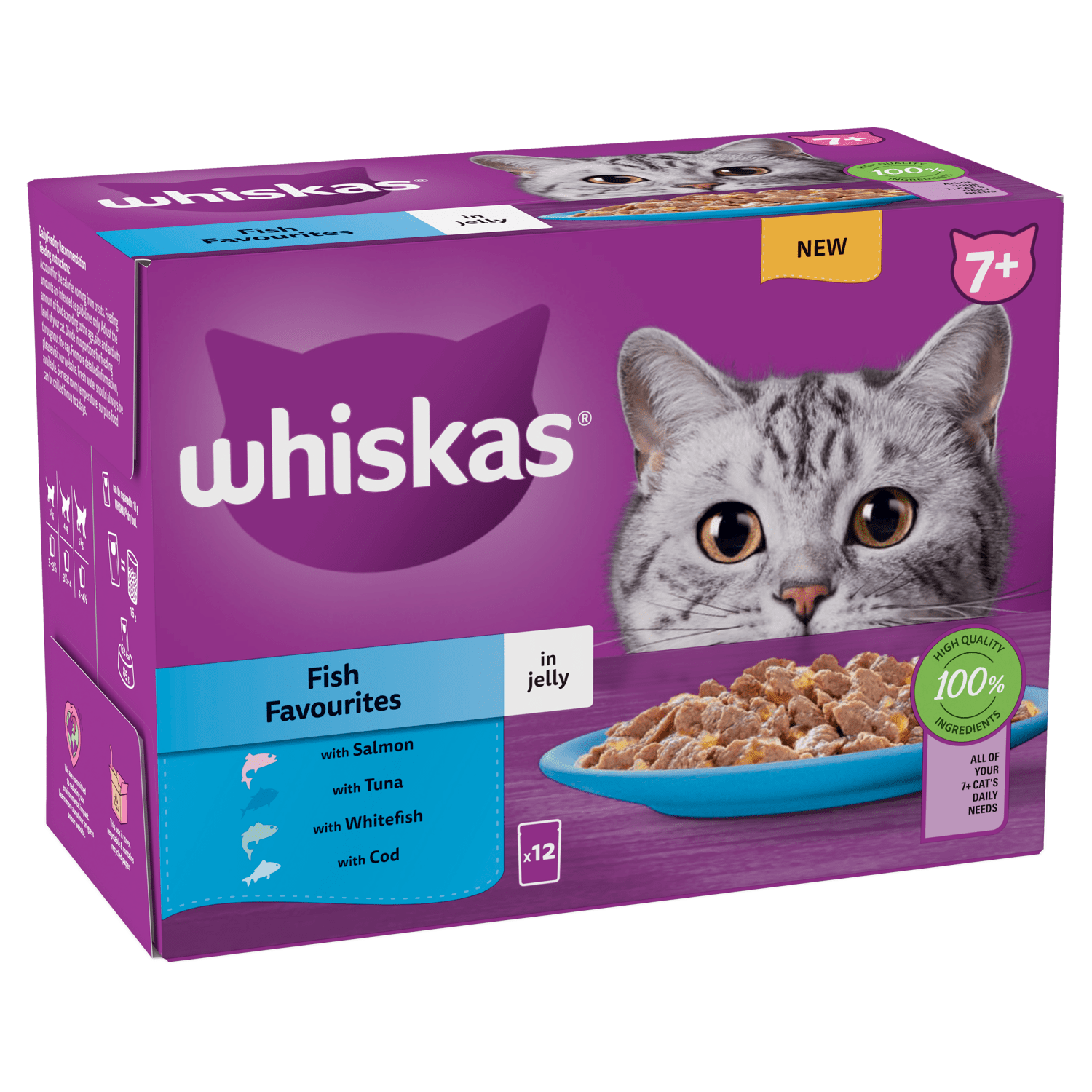 Whiskas 7+ Fish Favourites in Jelly 12 x 85g (1.02kg) - UK Food & Drink - 5000166157414