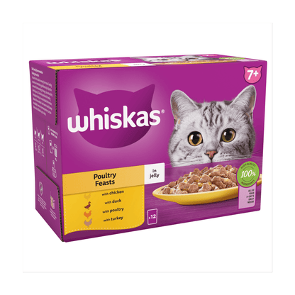 Whiskas 7+ Poultry Feasts in Jelly 12 x 85g (1.02kg) - UK Food & Drink - 5000166157438