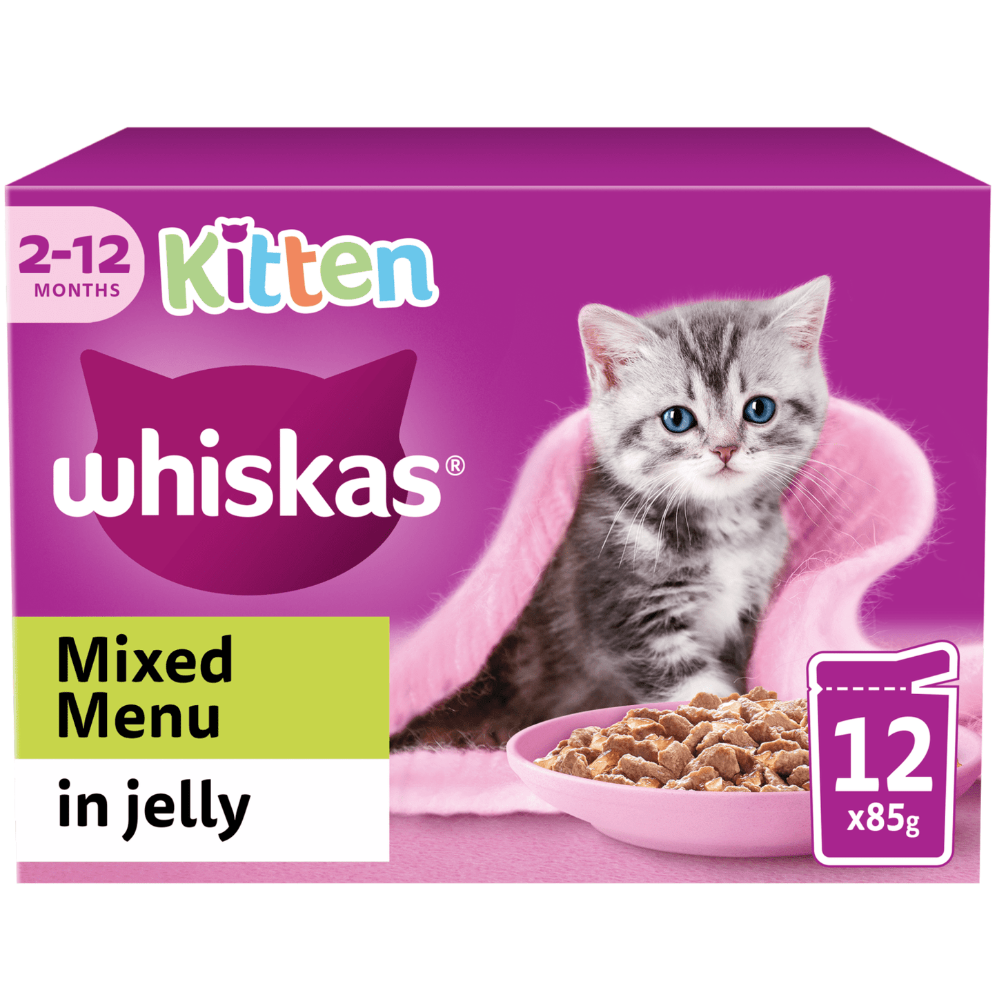 Whiskas Kitten Mixed Menu Wet Cat Food Pouches in Jelly 12 x 85g - UK Food & Drink - 5000166157483