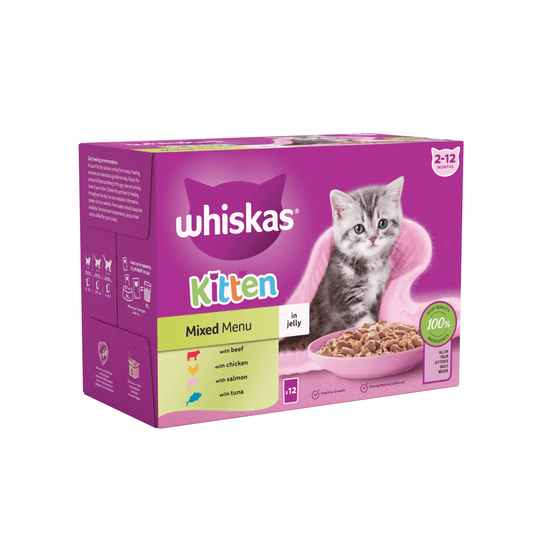 Whiskas Kitten Mixed Menu Wet Cat Food Pouches in Jelly 12 x 85g - UK Food & Drink - 5000166157483