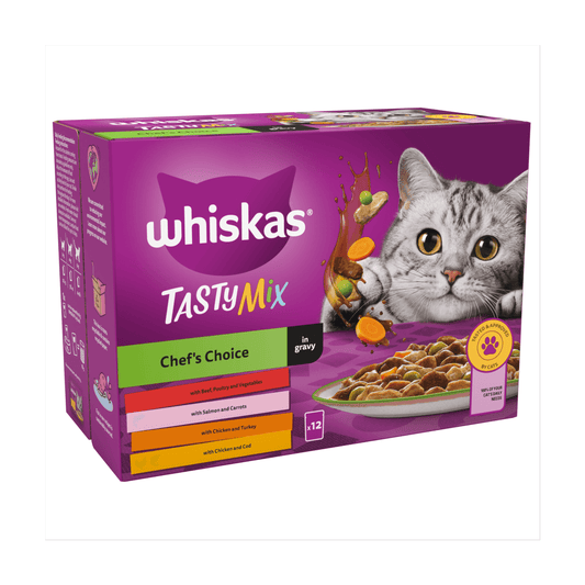 Whiskas Tasty Mix Chef's Choice in Gravy 12 x 85g (1.02kg) - UK Food & Drink - 4008429155994