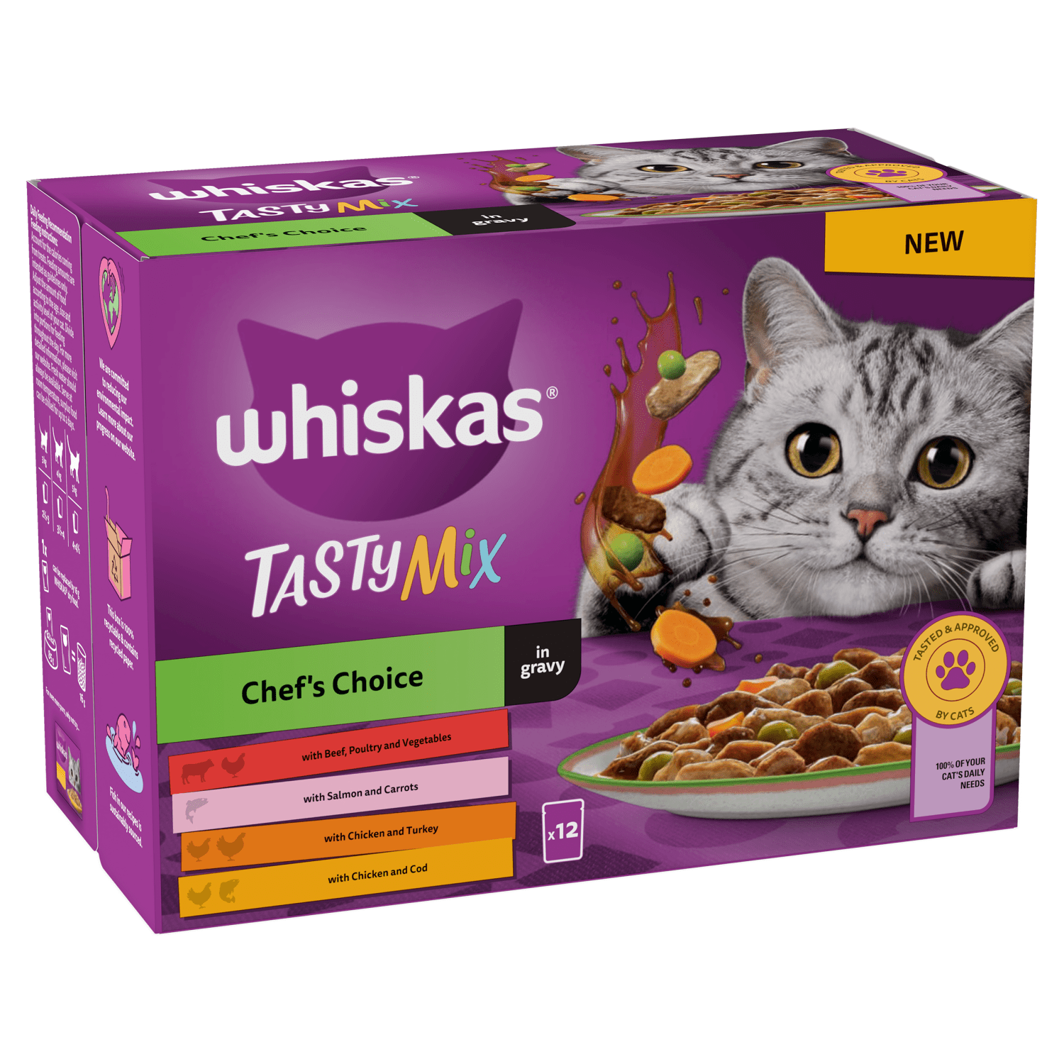Whiskas Tasty Mix Chef's Choice in Gravy 12 x 85g (1.02kg) - UK Food & Drink - 4008429155994