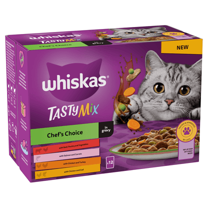 Whiskas Tasty Mix Chef's Choice in Gravy 12 x 85g (1.02kg) - UK Food & Drink - 4008429155994