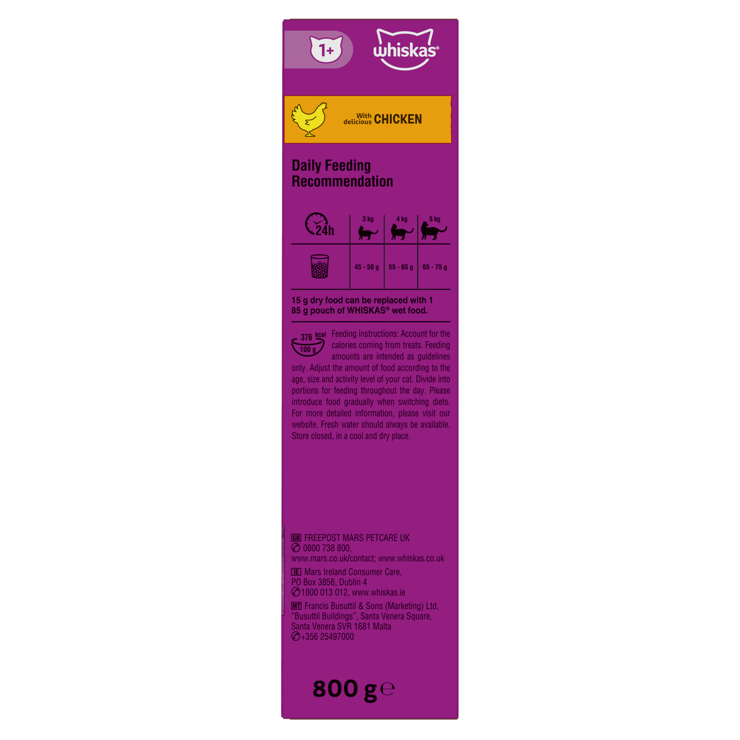 Whiskas with Delicious Chicken 1+ 800g - UK Food & Drink - 5900951305740