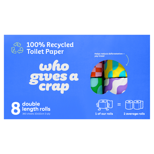 Who Gives a Crap Toilet Paper 8 Double Length Rolls - UK Food & Drink - 9352369000735