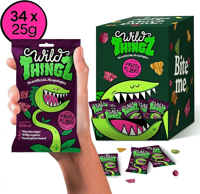 Wild Thingz Organic & Vegan Sweets Fruity Flyers 25g - UK Food & Drink - 5022775000301