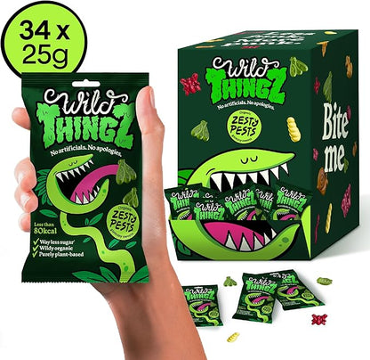 Wild Thingz Organic & Vegan Sweets Zesty Pests 25g - UK Food & Drink - 5022775000295