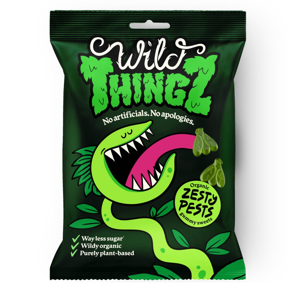 Wild Thingz Organic & Vegan Sweets Zesty Pests Gummy Sweets 130g - UK Food & Drink - 5022775000189