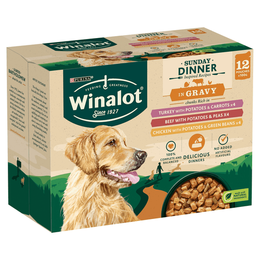 WINALOT Sunday Dinner Pouch Mixed in Gravy 12x100g - UK Food & Drink - 7613036725491