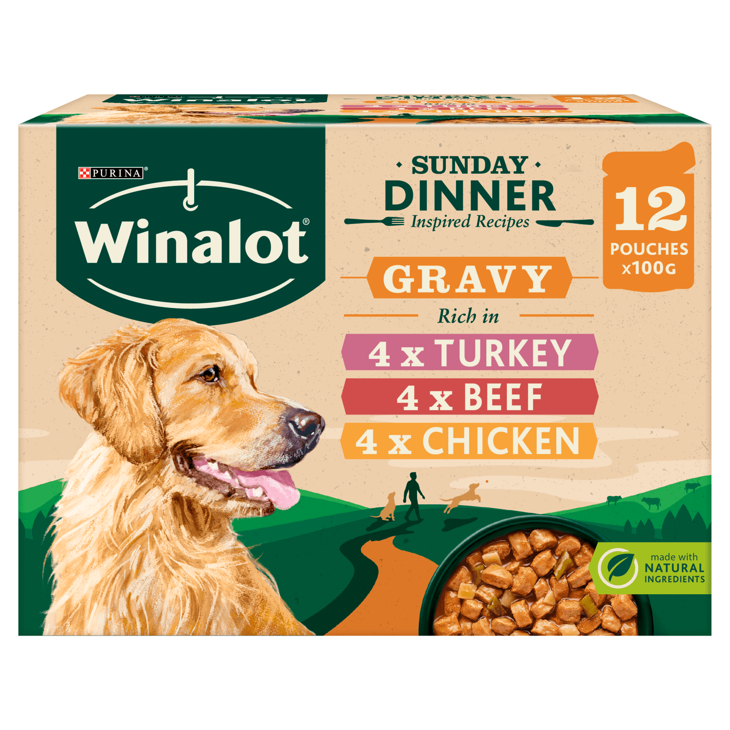 WINALOT Sunday Dinner Pouch Mixed in Gravy 12x100g - UK Food & Drink - 7613036725491