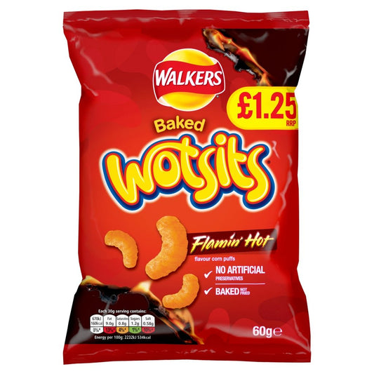 Wotsits Flamin Hot Pm 1.25 60G - UK Food & Drink - 5000328017839