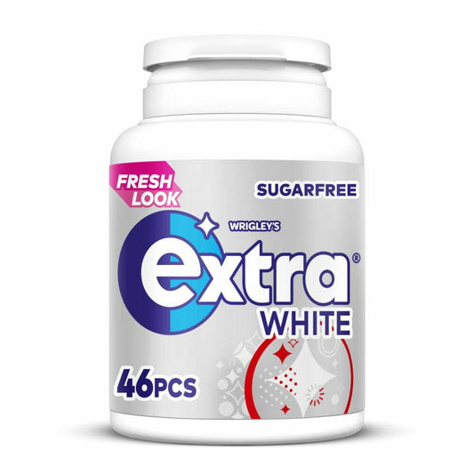 Wrigley's Extra White Chewing Gum Sugar Free Bottle 46 Pieces 64g - UK Food & Drink - 4009900477413