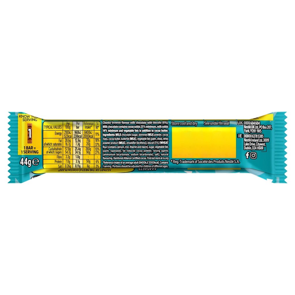Yorkie Brownie Single Bar - UK Food & Drink - 8445291384934